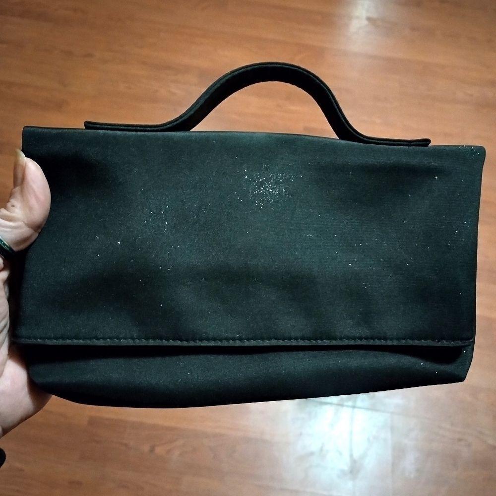 Nina Ricci black folding clutch purse with sparkles